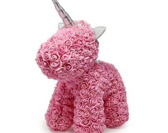 Adorable licorne rose faite main, cadeau de luxe pour les couples, rare surprise de la Saint-Valentin