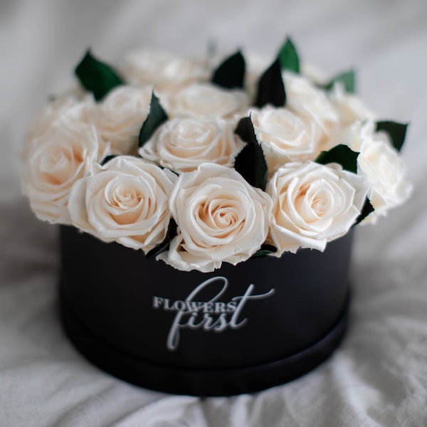 Long Lasting Roses in Black Box, Table Decor, Forever Roses Display, Home Decor Accent, Timeless Roses