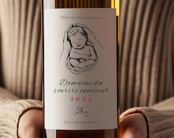 Etiqueta de vino - Etiqueta de anuncio de embarazo - Etiqueta para pegar en botella - Mensaje personalizado - Sorpresa para la familia - Bebé
