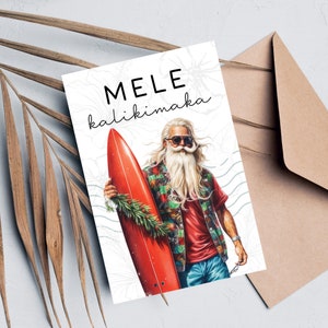 Cartão de Natal imprimível surfando de Mele Kalikimaka de <br> Entrega Rápida? Cartão de Natal Beachy do moderno de <br> Entrega Rápida? Download Digital Instantâneo | PDF 4x6 e 5x7 polegadas - #6