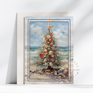 Starfish Coastal Christmas Tree Greeting Card | Nautical Beach Christmas | Instant Digital Download | Printable Card | 4x6 & 5x7 inch PDF