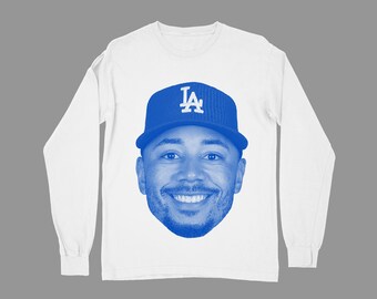 Mookie Betts Dodgers Halftone Silk Screen Longsleeve. High quality Tshirt with oversize print !