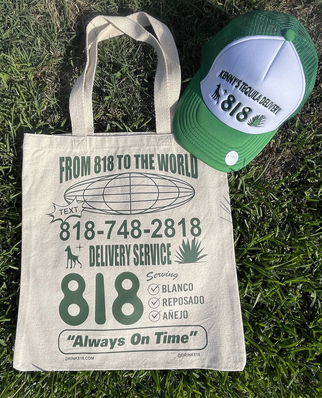 818 Hat & Tote Bundle Kenny's Tequila Trucker Retro Cap 5 Panel Mesh