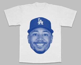 Mookie Betts Dodgers halftone zeefdruk tshirt. Hoge kwaliteit T-shirt met oversized print!