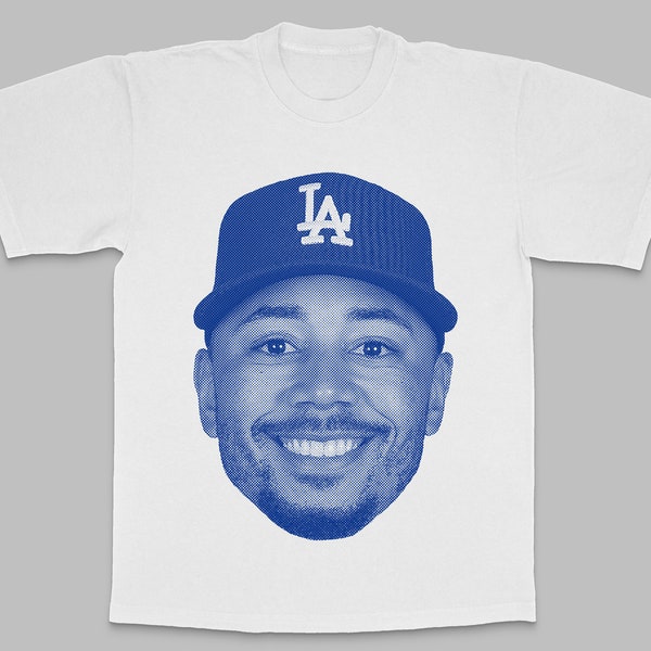 Mookie Betts Dodgers Halftone Silk Screen Tshirt. High quality Tshirt with oversize print !