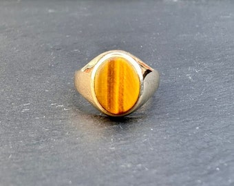 9ct Yellow Gold, Vintage Tiger Eye Signet Ring