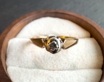 Anillo vintage de oro macizo de 9 quilates con diamantes / Diseño retro único / Anillo de oro llamativo / Tallas (Reino Unido M - EE. UU. 6) / Sello inglés / Ajustable /