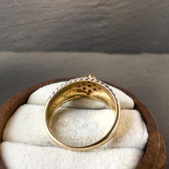 Vintage 9ct Solid Gold Ruby Cluster Ring | Englis… - image 7