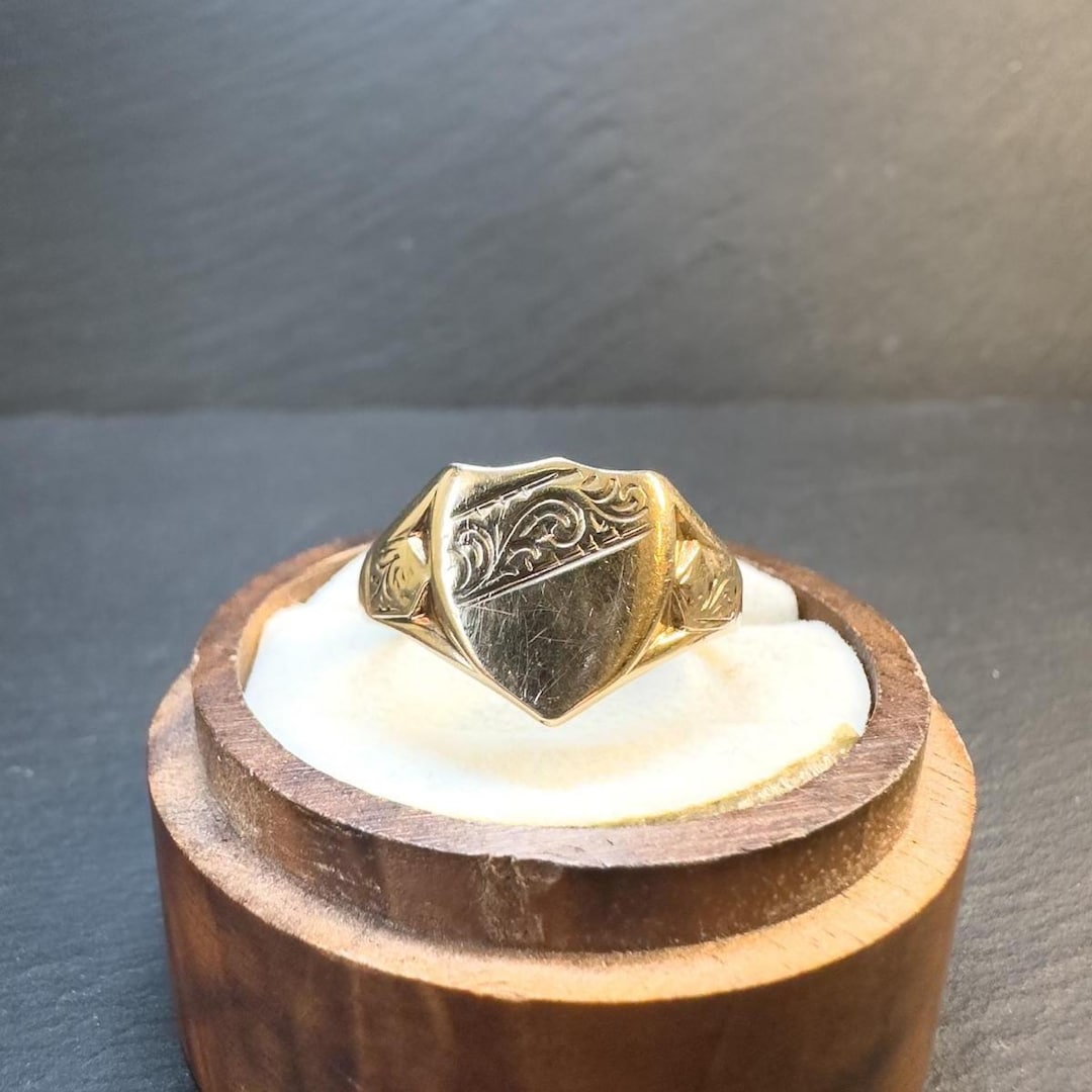 UK VINTAGE HG&S GOLD シグネットリング RARE Vintage 1930s 9ct Gold Signet Ring | UK V US 10.5 | English