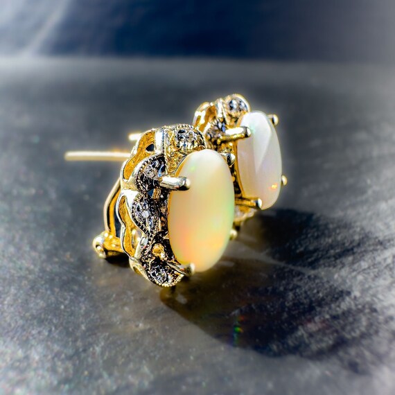 Stunning 14ct Gold, Vintage, Fire Opal & Diamond,… - image 3