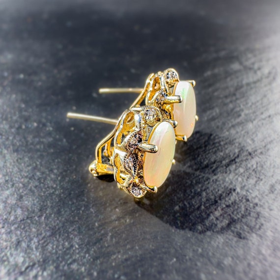 Stunning 14ct Gold, Vintage, Fire Opal & Diamond,… - image 4