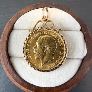 アンティーク 1915年 キングジョージ5世 ハーフソブリン金貨 アンティーク 1915年 キングジョージ5世 ハーフソブリン金貨