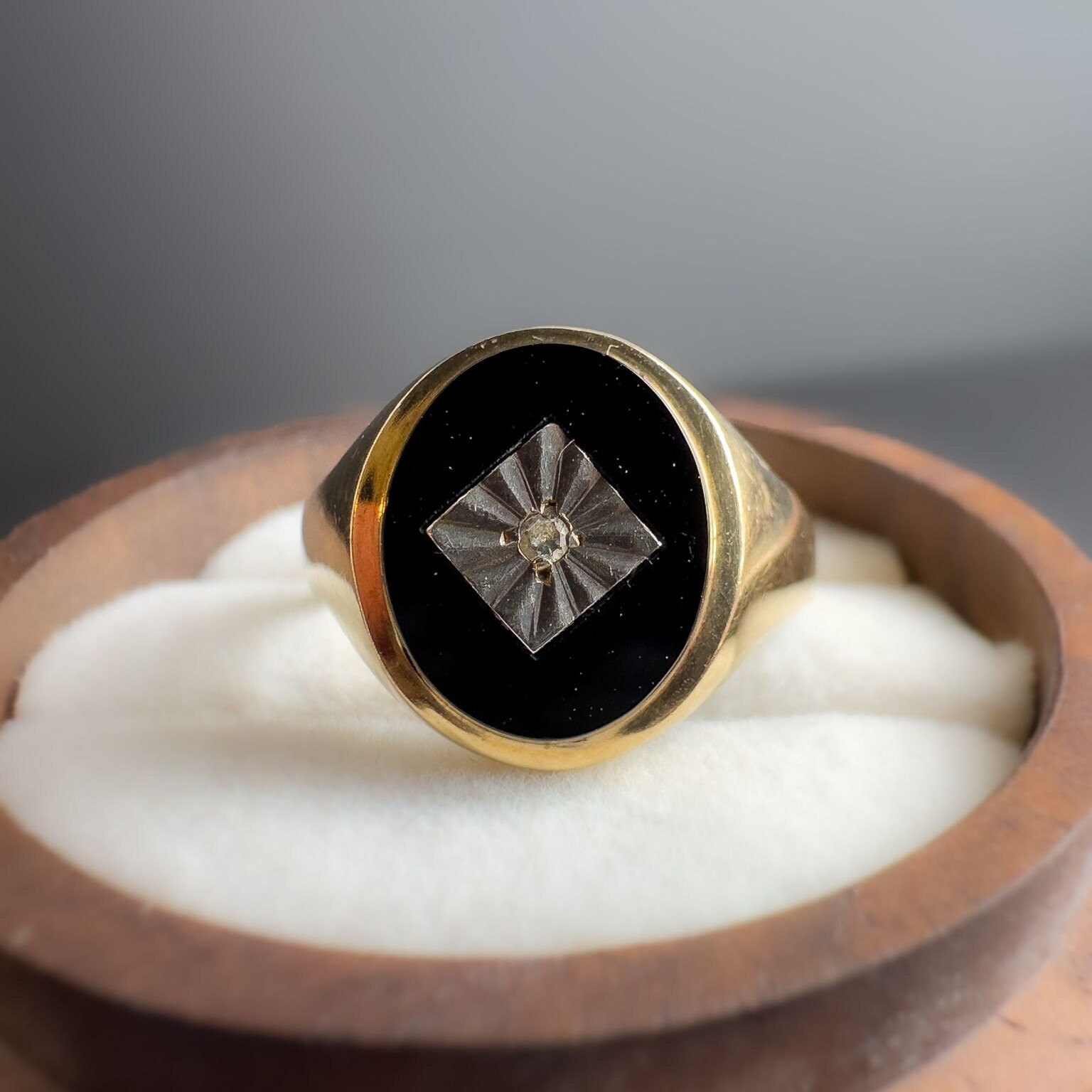80年代 ヴィンテージ 9ct 9k イエローゴールド ブラック オニキス シグネット スターセット CZ リング バンド リング 英国の刻印 -  Etsy 日本