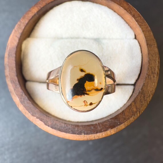 Antique 9ct Gold Agate Statement Ring - English H… - image 5