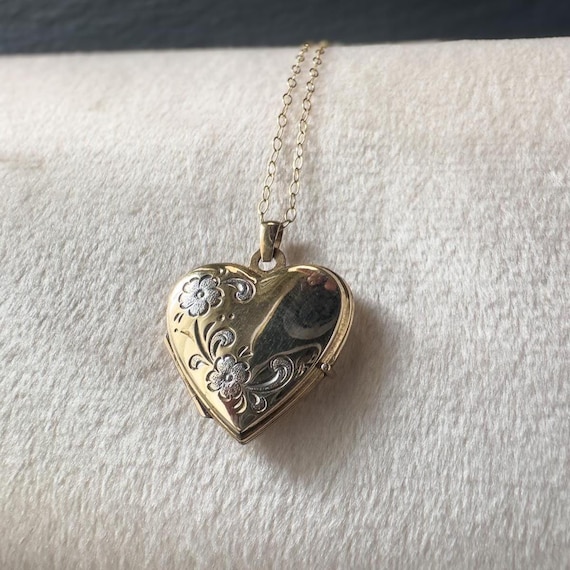 Médaillon Cœur En Or 9 Carats Vintage - Bijou Ancien Sans Marque - Occasion