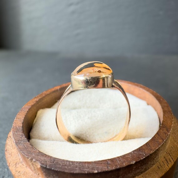 Antique 9ct Gold Agate Statement Ring - English H… - image 6