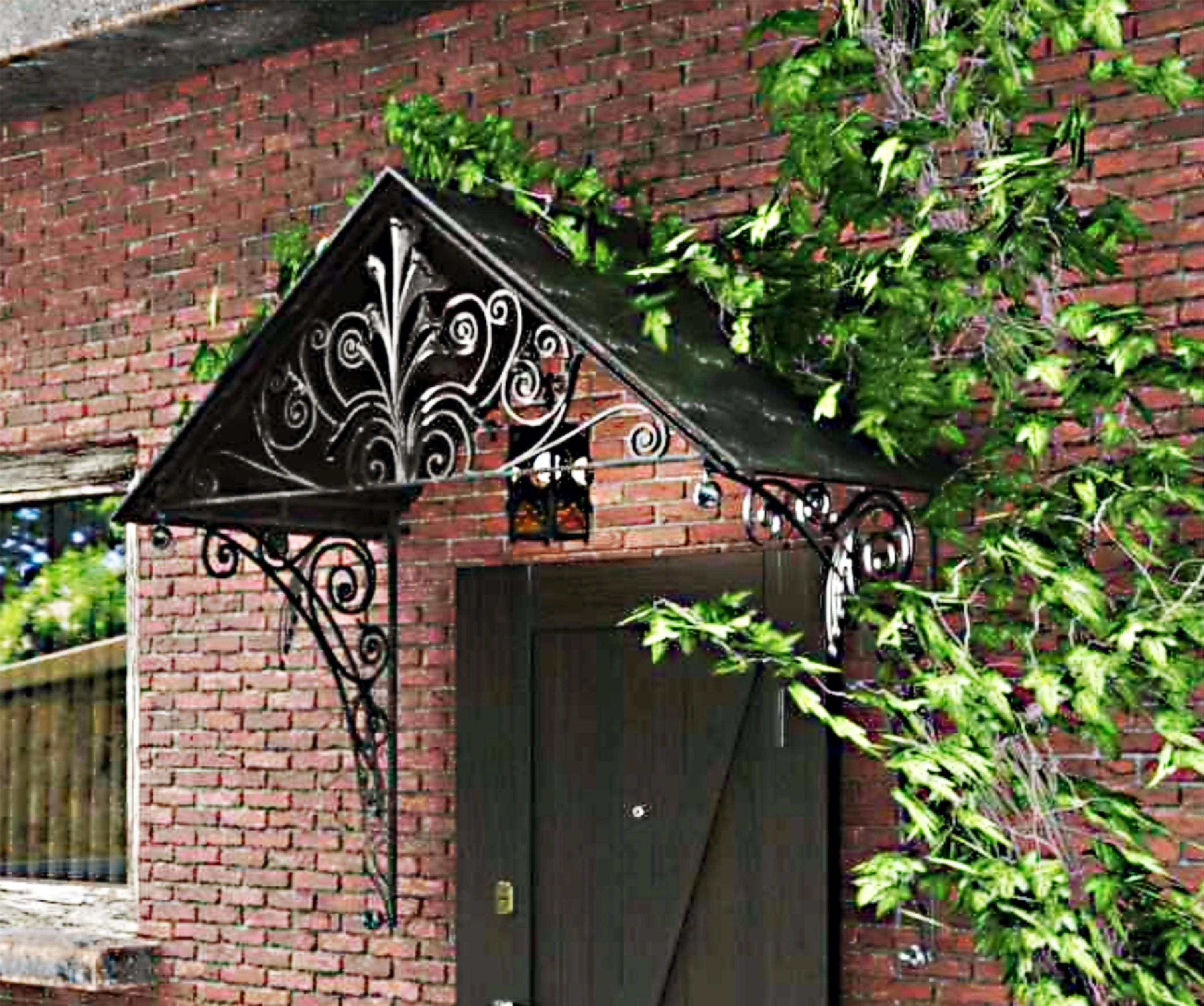 Very beautiful original handmade forged awnings.  Roof Dimensions - 41.5 x 41.5 inches.