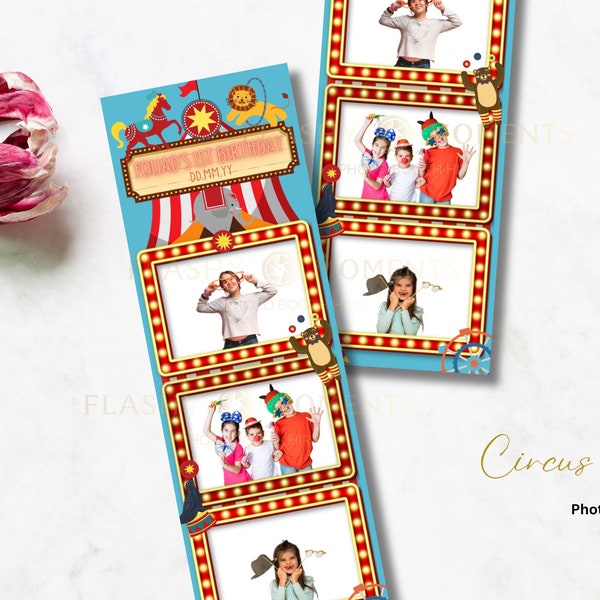 Blue Circus and Carnival Themed Photo Booth Template 2x6 Photo Strip