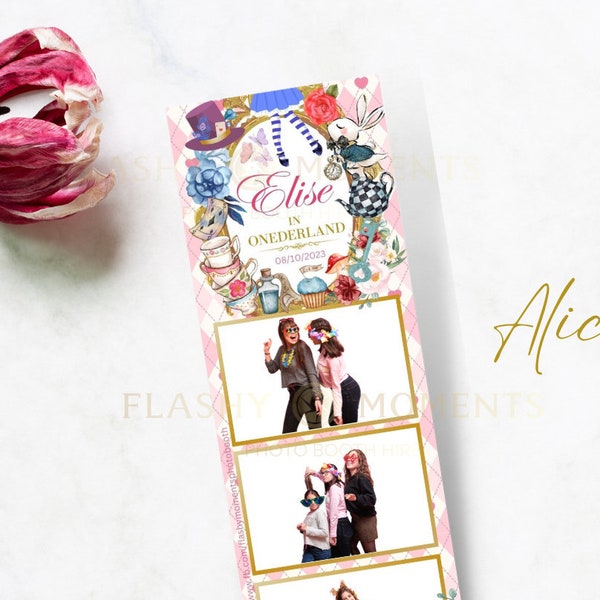Alice in Wonderland Photo Booth Template | Alice in Onederland | Mad Tea Party | 2x6 Photo Strip
