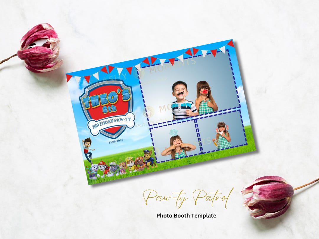 Paw Patrol Themed Photo Booth Template | 4x6 Photo Design (3 Photos) - Etsy