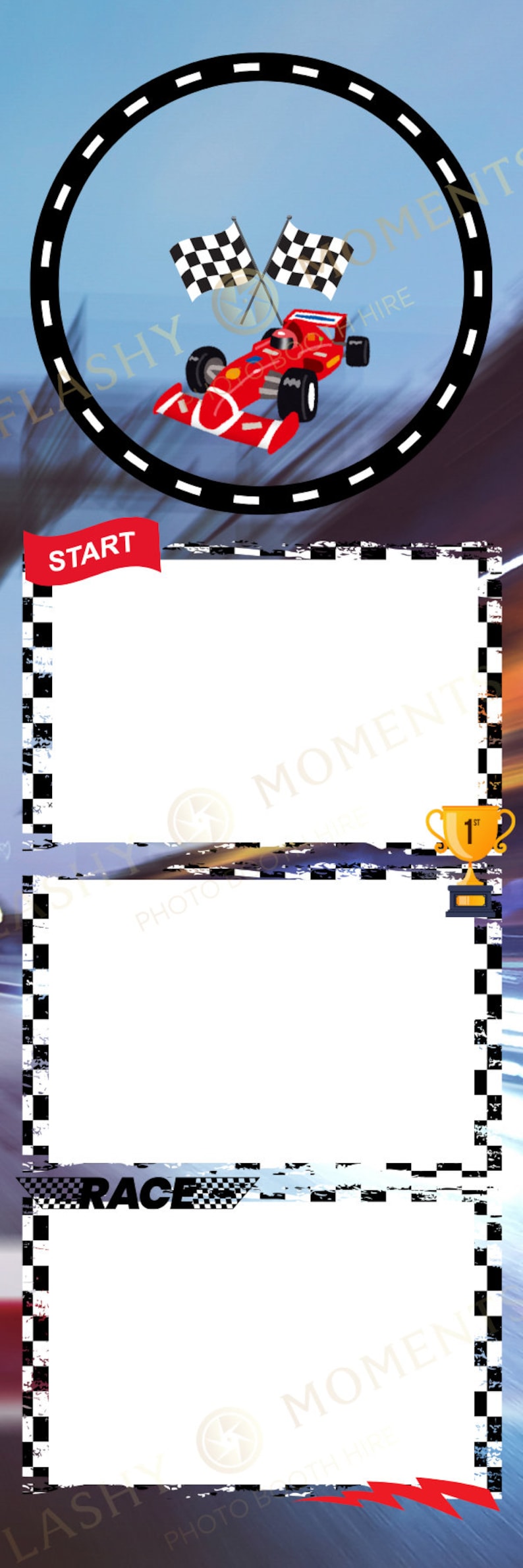 Race Car Formula One Racing Themed Photo Booth Template 2x6 Photo Strip ...
