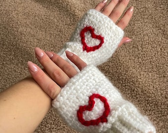 Crocheted hand gloves. Soft and warm gloves. Fingerless gloves.