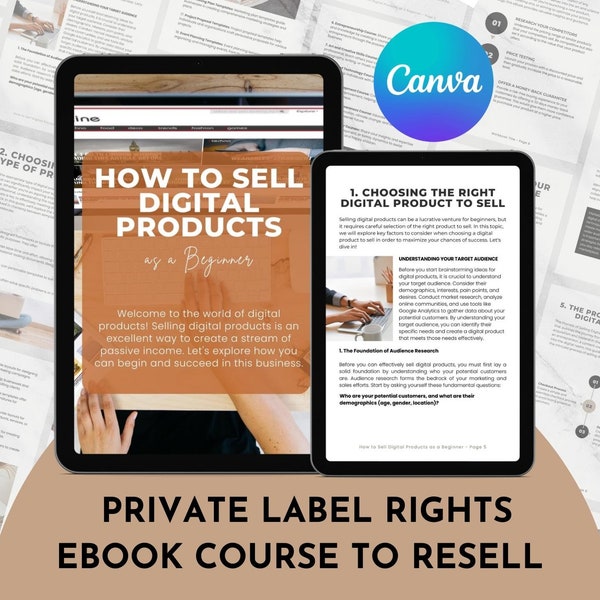 PLR How to Sell Digital Products as Beginner Ebook to Resell, Done for You Guide to Selling Online for Passive Income Edit in Canva Template