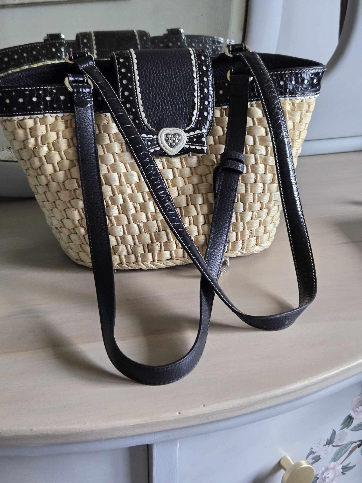 Brighton Straw and Black Leather Purse