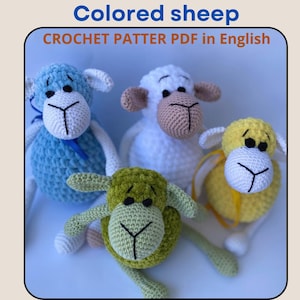 Master class crochet sheep, Amigurumi crochet pattern: Funny sheep, crochet sheep, amigurumi sheep, colorful crochet sheep