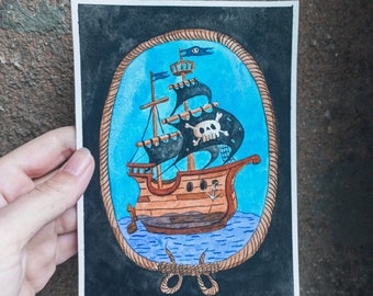 Originelle Bastelkarte: „Piratenschiff“