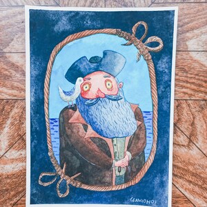 オリジナル水彩画ポストカード「海からの便り」