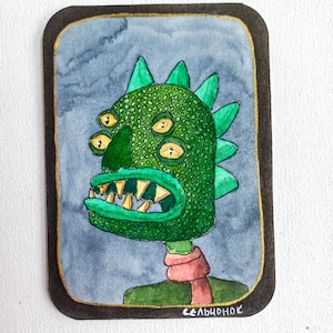 Illustrazione originale ACEO: "Rettile dentato"