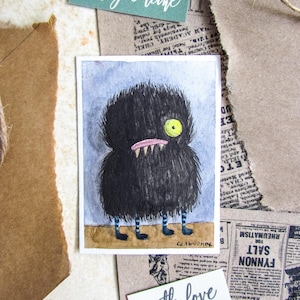 ACEO Original Watercolor Painting | Homedecor | Whimsical art | Wall art | Dark art | Handmade | Collector's art: "Depression"