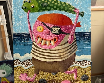 Original acrylic painting: “The Catch of the Day” | Handmade | Home Decor | Wall art | Wall decor