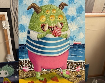 Original Acrylic Painting: “Little friend”. | Handmade | Home Decor | Wall art | Wall decor