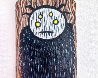 Original ACEO Oil Painting on Paper | Handmade | Dark art | Homedecor | Wall art: "Mystic Forest Guardian"