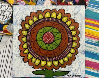 Original Acrylic Painting on MDF: “Solar Mandala Bloom” | Home Decor | Original | Handmade