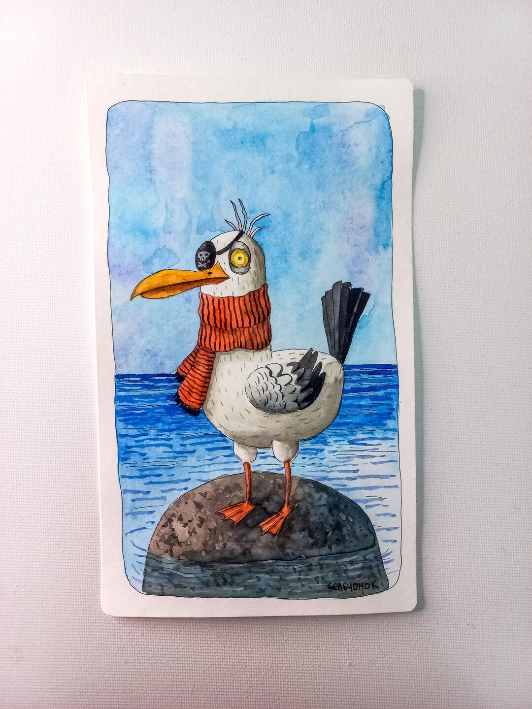 Original Watercolor Illustration of a Pirate Seagull: "captain Seagull ...