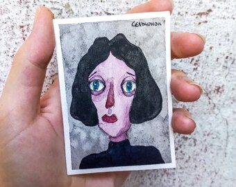 ACEO Original Watercolor Painting on Paper | Homedecor | Wall art | Wall decor | Handmade | Collector's art: "Portrait"