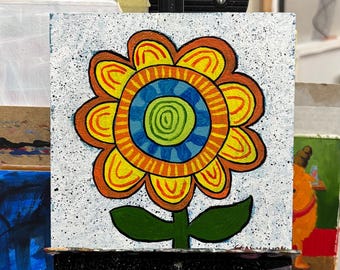 Original acrylic painting: “Solar Bloom” | Handmade | Home Decor | Wall Art | Wall Decor