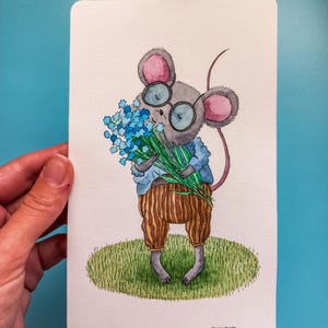 Dipinto ad acquerello originale: "Fiori per il topo"