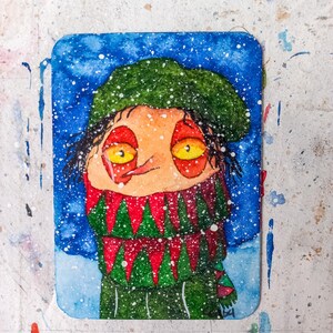 Illustration originale ACEO : "Une écharpe bien chaude"