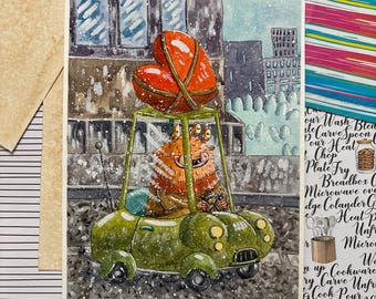 Original Watercolor Illustration | Whimsical Monster Art | One of a Kind Fantasy Artwork: “Love Delivery”