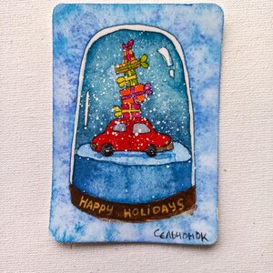 Tarjeta original ACEO: "Felices Fiestas"