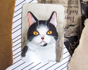 ACEO Original Aquarell auf Papier | Sammlerkunst | Wohndekor | Handgefertigt | Haustierkunst: "Dieser Look"