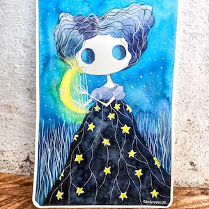 Original Aquarell-Illustration: „Mondlied“