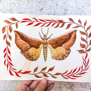 Original-Aquarell-Illustration: „Schmetterling im Herbstkranz“