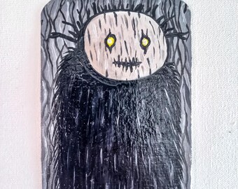 Original ACEO Oil Painting on Paper | Homedecor | Wall art | Dark art | Handmade: "The Watcher in the Dark"