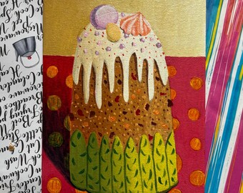 Original Acrylic Painting on Canvas – Festive Easter Cake | Handmade | Homedecor | Easter
