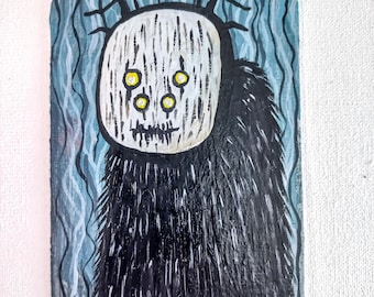 ACEO Original Oil Painting on Paper | Homedecor | Dark art | Whimsical art | Handmade: "The Forest Spirit"